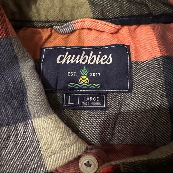 Chubbies The iPlaid Flannel Multicolor‎ Long Sleeve Button Down Shirt Sz L - Picture 7 of 12